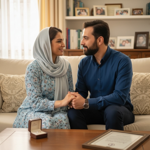 Husband and wife holding hands, expressing commitment.